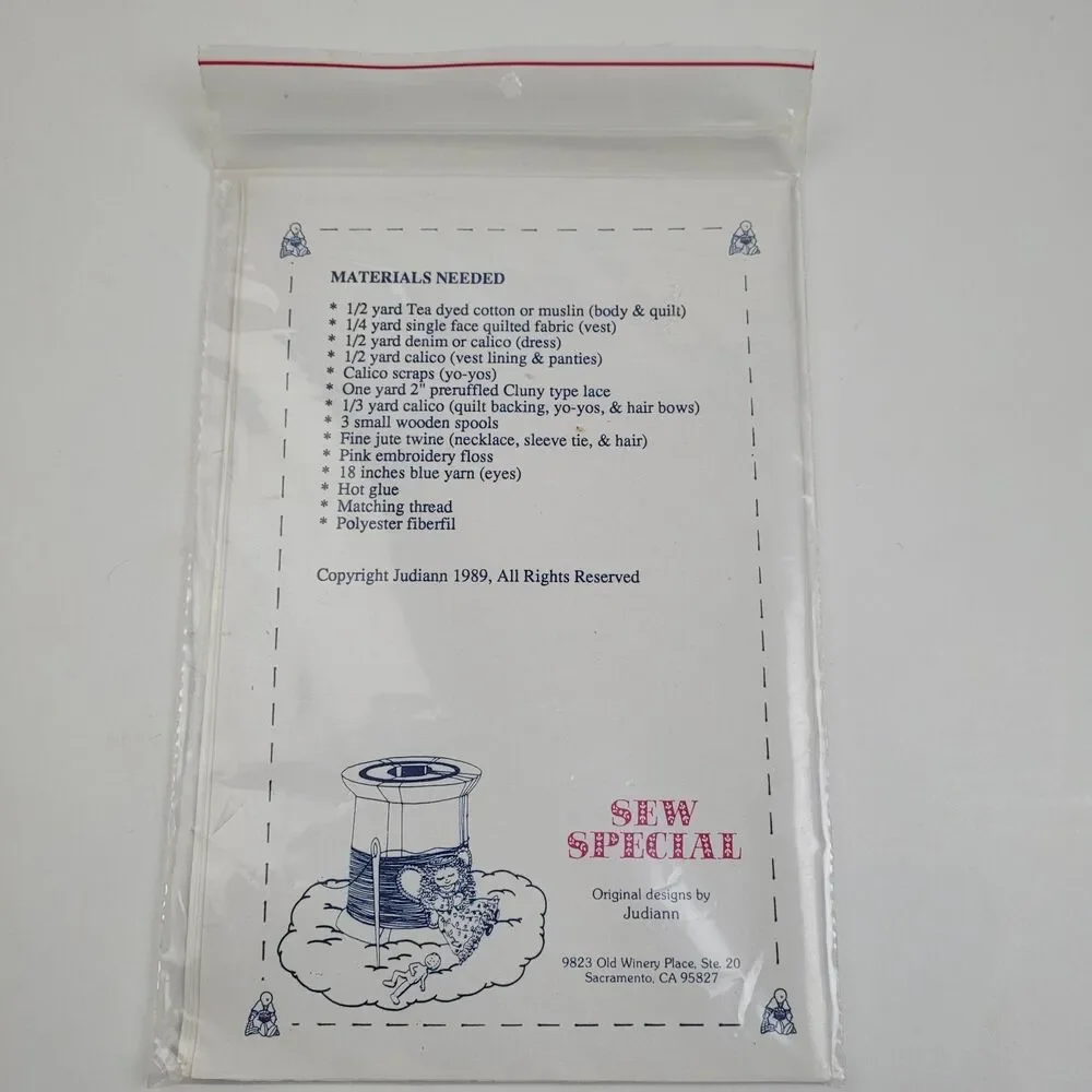 Vtg Sew Special My Mama’s A Quilter Doll pattern Craft 18” Doll And Vest Yo-yos